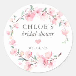 Blush Pink Floral Vrijgezellenfeest Favor Ronde Sticker