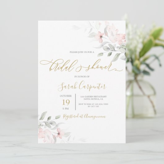 Blush Pink Floral Vrijgezellenfeest Kaart (Staand voorkant)