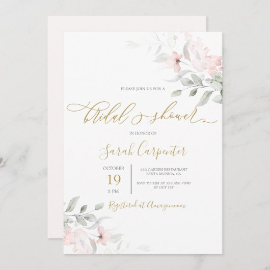 Blush Pink Floral Vrijgezellenfeest Kaart (Voorkant / Achterkant)