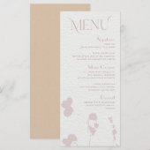 Blush Pink Floral Vrijgezellenfeest Menu Card (Voorkant / Achterkant)