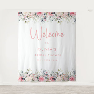 Blush Pink Floral Vrijgezellenfeest Welkomstachter Wandkleed