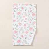 Blush Pink Floral Waterverf Bad Handdoek (Handdoek)
