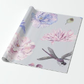 Blush Pink Floral Waterverf Cadeaupapier (Uitgerold)