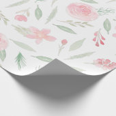 Blush Pink Floral Waterverf Cadeaupapier (Hoek)