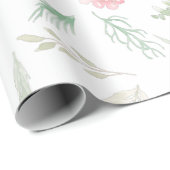 Blush Pink Floral Waterverf Cadeaupapier (Rol Hoek)
