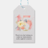 Blush Pink Floral Waterverf nummer 15 Dank u Cadeaulabel (Voorkant)