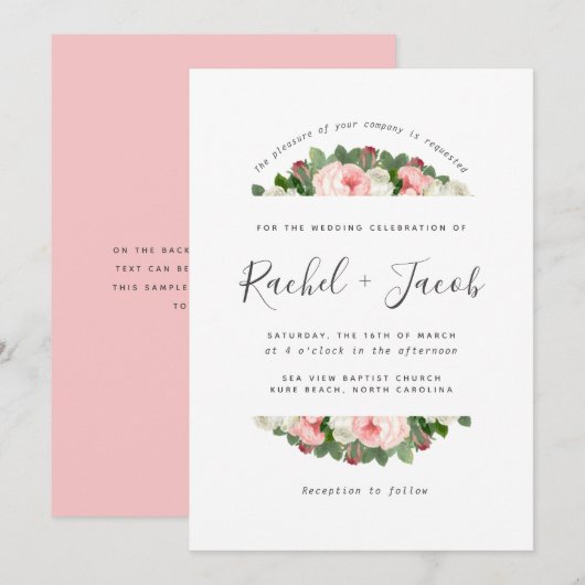 Blush Pink Floral Waterverf Rozen Weddenschap Kaart (Voorkant / Achterkant)