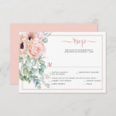 Blush Pink Floral Waterverf RSVP (Voorkant / Achterkant)