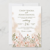 Blush Pink Floral Waterverf Wedding Kaart (Voorkant)