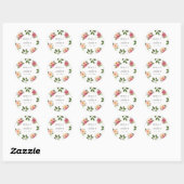 Blush Pink Floral Waterverf Wedding Ronde Sticker (Vel)