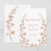 Blush Pink Floral Waterverf Wedding Save The Date (Voorkant / Achterkant)