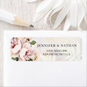 Blush Pink Floral Weddenschap Etiket (Insitu)