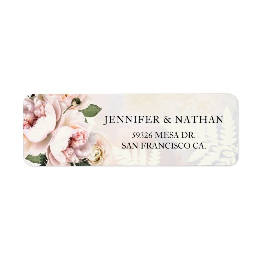 Blush Pink Floral Weddenschap Etiket (Voorkant)