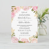 Blush Pink Floral Weddenschap Kaart (Staand voorkant)