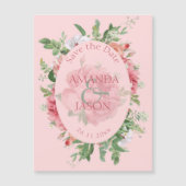 Blush Pink Floral Weddenschap Opslaan Datum (Voorkant)