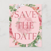 Blush Pink Floral Weddenschap Opslaan Datum Aankondigingskaart (Voorkant)