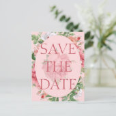 Blush Pink Floral Weddenschap Opslaan Datum Aankondigingskaart (Staand voorkant)