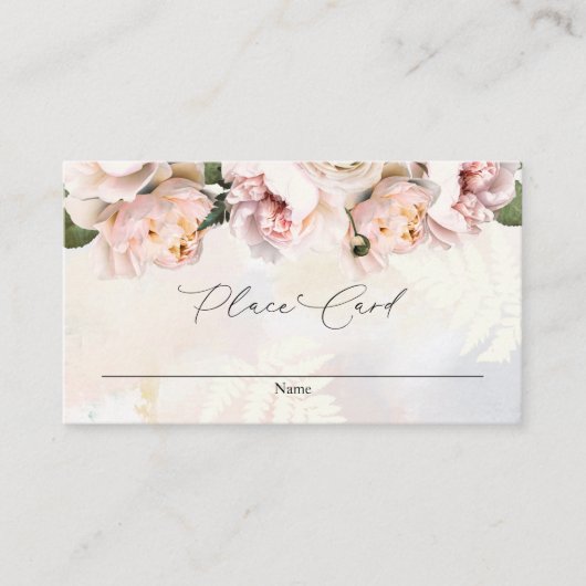 Blush Pink Floral Weddenschap Plaats kaart (Voorkant)
