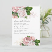 Blush Pink Floral Weddenschap Save Date Save The Date (Staand voorkant)