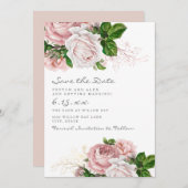 Blush Pink Floral Weddenschap Save Date Save The Date (Voorkant / Achterkant)