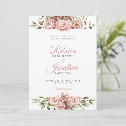 Blush Pink Floral Weddenschap Save the Date Kaart