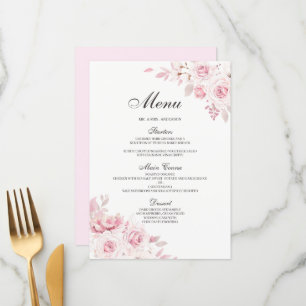 Blush Pink Floral Weddenschap Verloving Dinner Men Menu