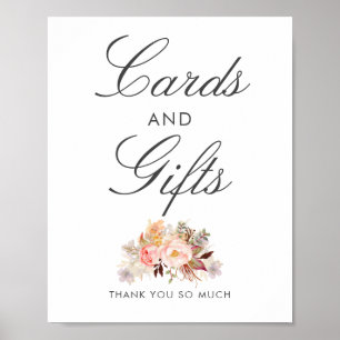 Blush Pink Floral Weddenschappen en cadeaubonnen Poster