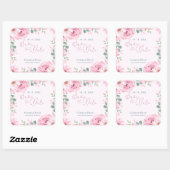  Blush Pink Floral Wedding Bewaar de datum Vierkante Sticker (Vel)