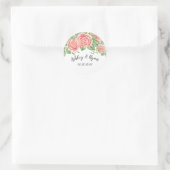 Blush Pink Floral Wedding Classic Round Sticker (Tas)