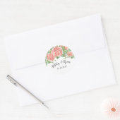Blush Pink Floral Wedding Classic Round Sticker (Envelop)