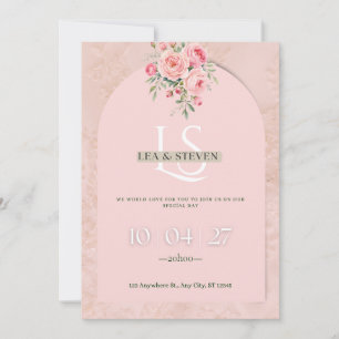 Blush Pink Floral Wedding Invitation