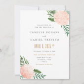 Blush Pink Floral Wedding Invitation with Elegant  Kaart (Voorkant)
