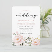 Blush Pink Floral Wedding Kaart (Staand voorkant)