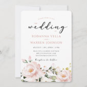 Blush Pink Floral Wedding Kaart (Voorkant)