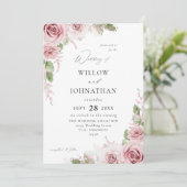 Blush Pink Floral Wedding Kaart (Staand voorkant)