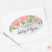 Blush Pink Floral Wedding Ovale Sticker (Envelop)