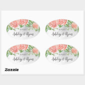Blush Pink Floral Wedding Ovale Sticker (Vel)