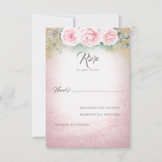 Blush Pink Floral Wedding RSVP (Voorkant)