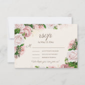 Blush Pink Floral Wedding RSVP Calligrafie Script (Voorkant)