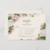 Blush Pink Floral Wedding RSVP Calligrafie Script (Voorkant / Achterkant)