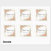 Blush Pink Floral Wedding Square Sticker (Vel)