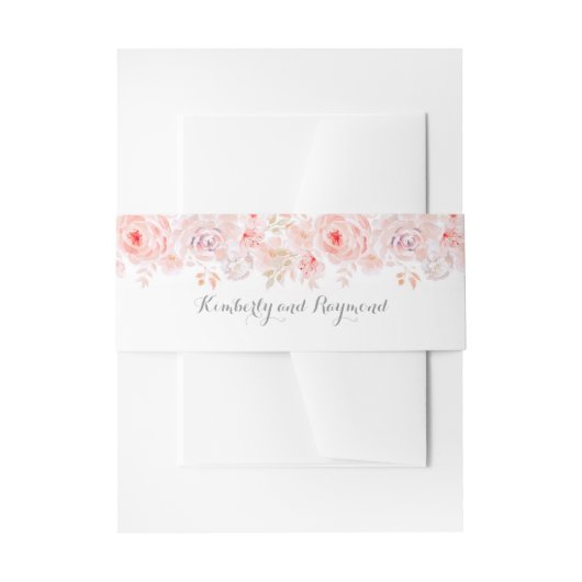 Blush Pink Floral Wedding Uitnodigingen Wikkel (Voorkant Voorbeeld)