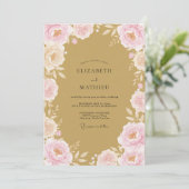 Blush Pink Floral Whimsical Wedding Kaart (Staand voorkant)