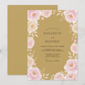 Blush Pink Floral Whimsical Wedding Kaart (Voorkant / Achterkant)