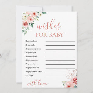 Blush Pink Floral Wishes voor Baby shower Kaart