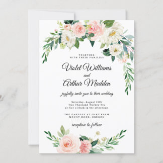 Blush Pink Floral Wreath Vrijgezellenfeest Kaart