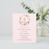 Blush pink florals cross First Communion (Staand voorkant)