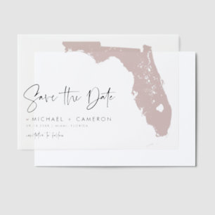 Blush Pink Florida Kaart Minimalist Bewaar de datu Vellum Uitnodigingen