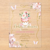 Blush Pink Flowers Butterfly Tea Party Baby shower