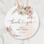 Blush Pink Flowers Elegant Vrijgezellenfeest Dank Bedankjes Labels (Voorkant)